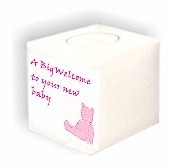 Teddy Newborn candle as a personalised baby present or gift.